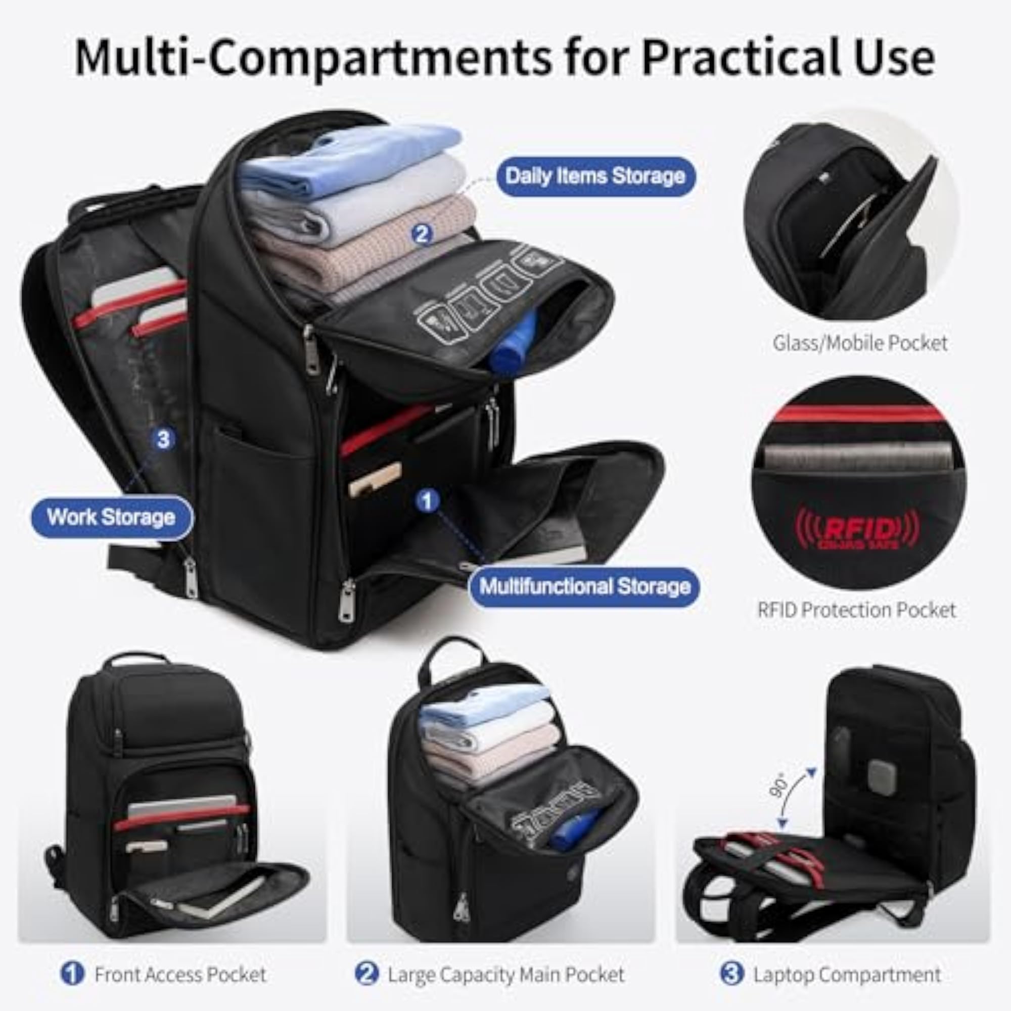 15.6 Inch Laptop Backpack for Men with USB Charging Port